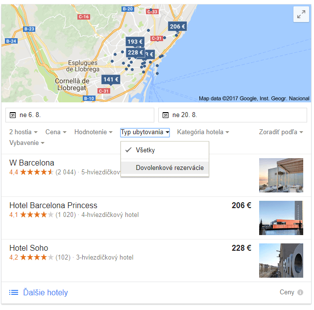 online novinky google hotel vyhľadávanie